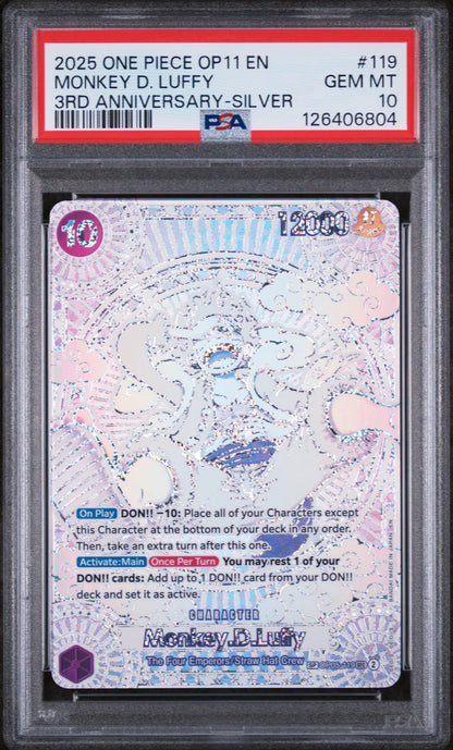 One Piece 2025 OP11 En Monkey D. Luffy 3rd Anniversary-Silver #119