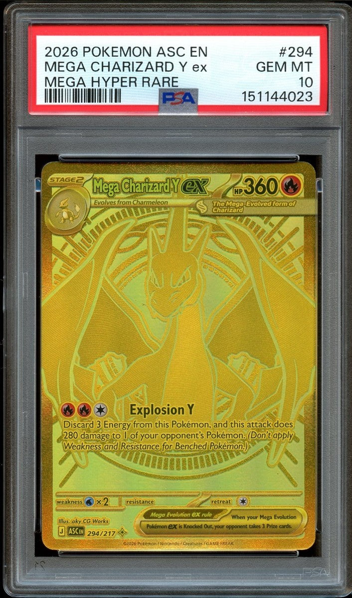 2026 Pokemon Card Charizard Y Ex 294/217 HYPER RARE GOLD HOLO